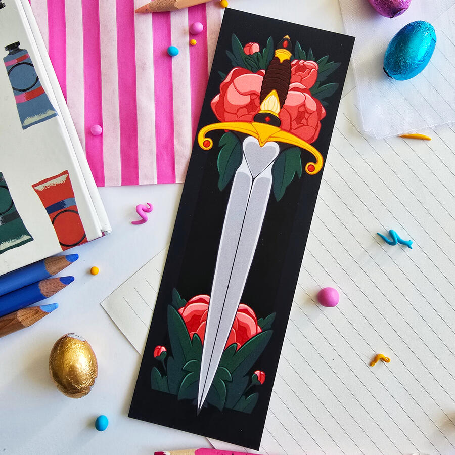 Dagger and Flowers Bookmark